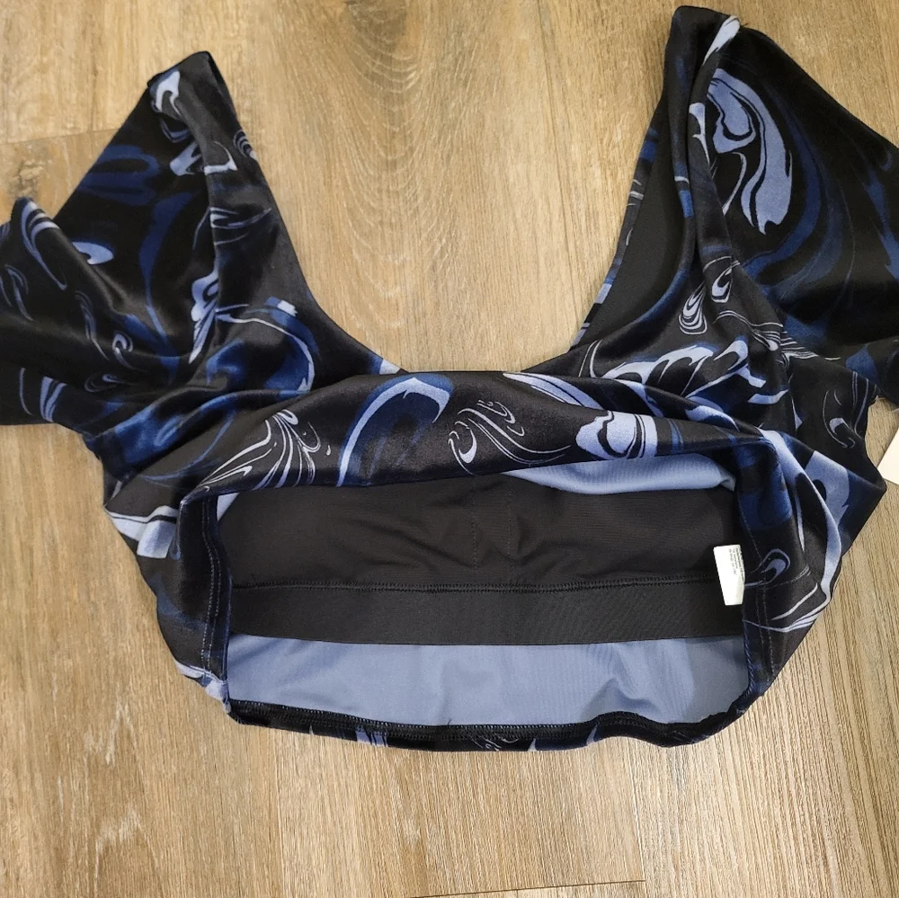 Athleta Exhilerate Velvet Crop Top Size Large Blue - Picture 10 of 12